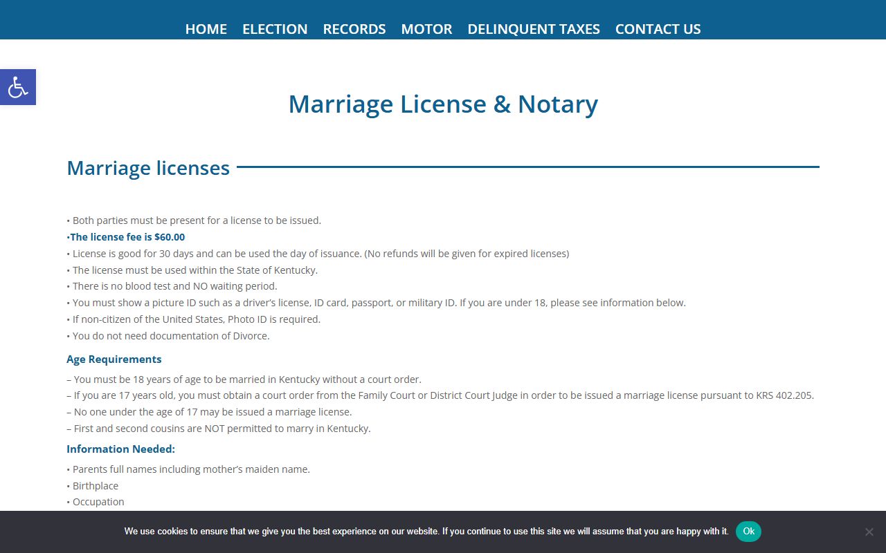 McCracken County Clerk marriage and notary license information