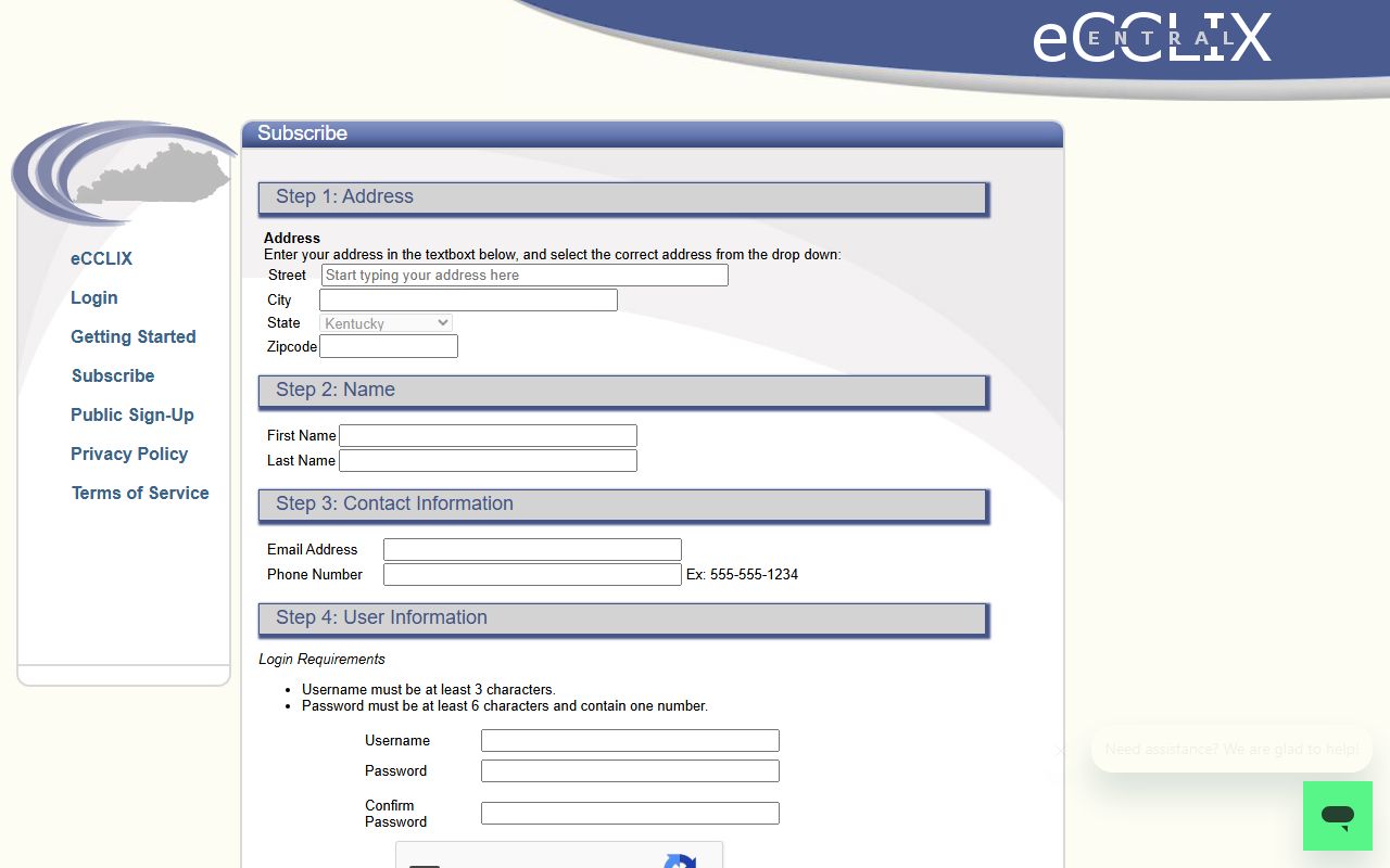 McCracken residential eCCLIX signup for private citizens