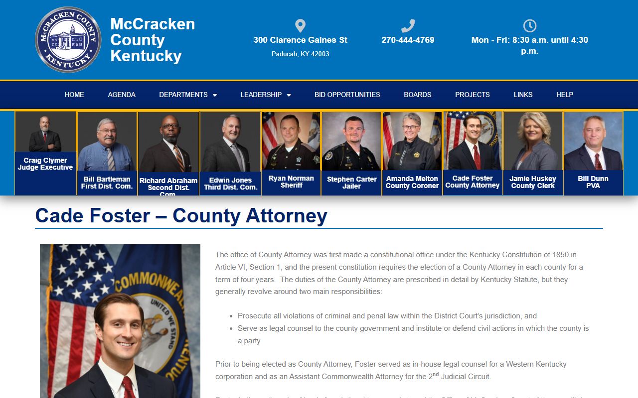 McCracken County criminal court records County Attorney prosecutor role