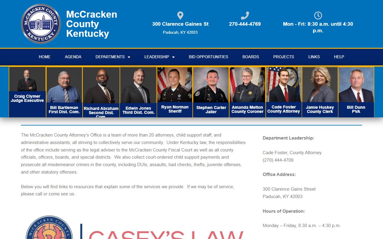 McCracken County criminal court records County Attorney office information