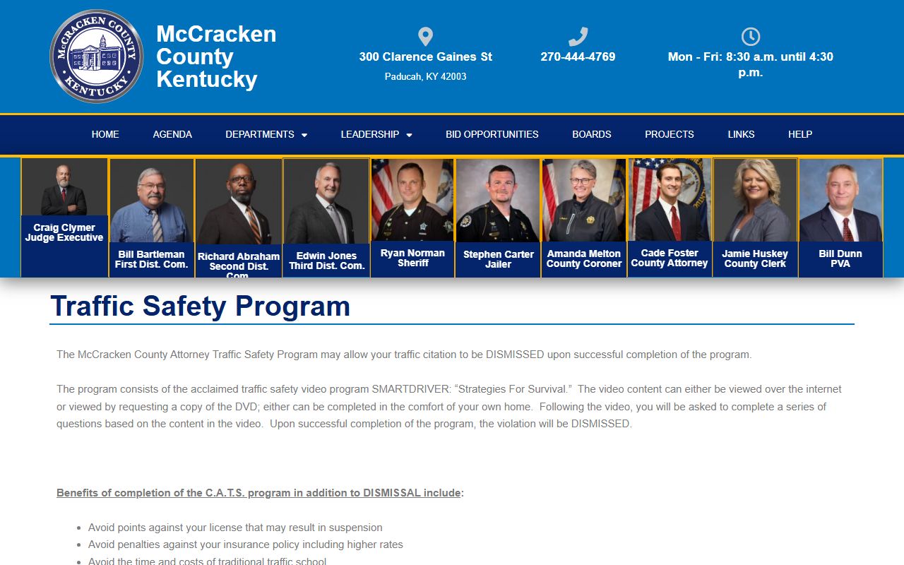 McCracken County Attorney Traffic Safety Program page