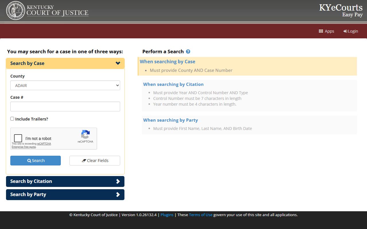 McCracken County court records ePay portal for fines and fees