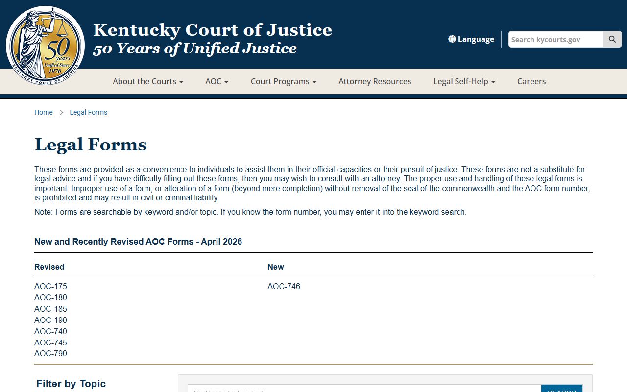McCracken County court records and Kentucky statewide court forms