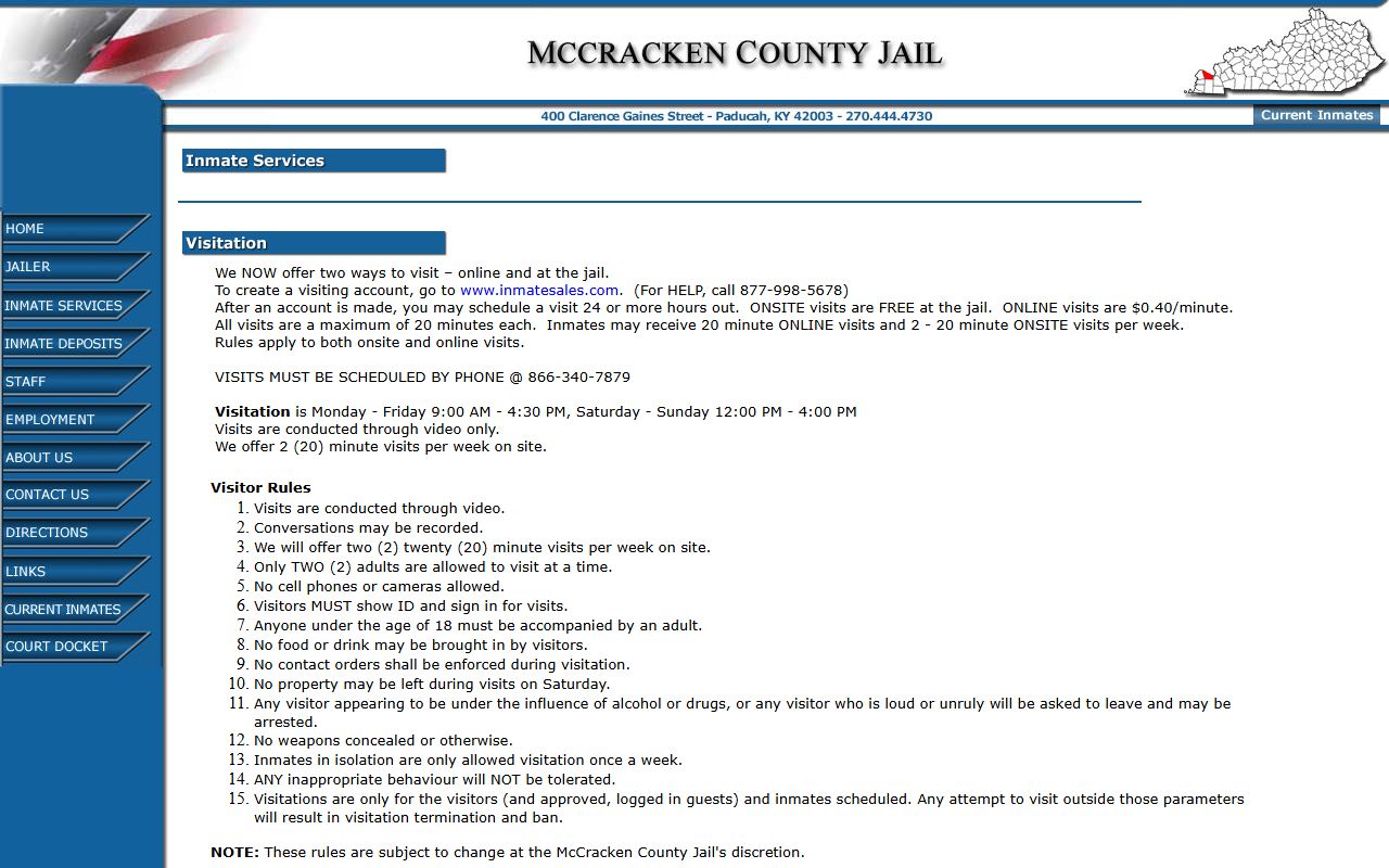 McCracken County inmate records jail inmate services source