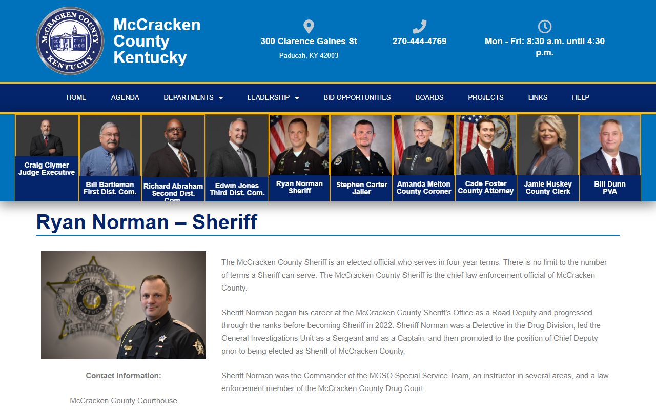 McCracken County warrant records Sheriff Ryan Norman source